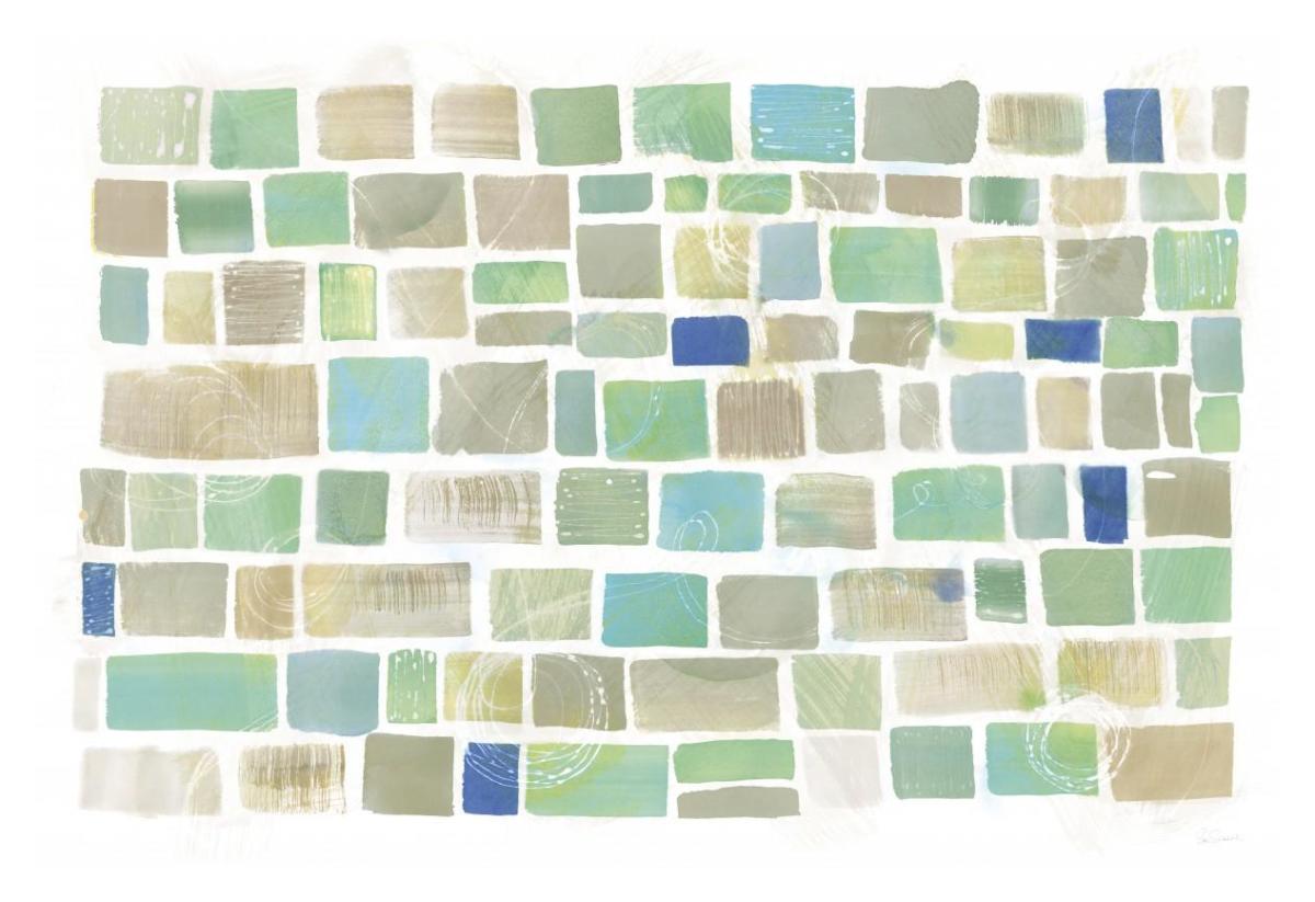 High Windows I Blue -Paper Art-20"x14"