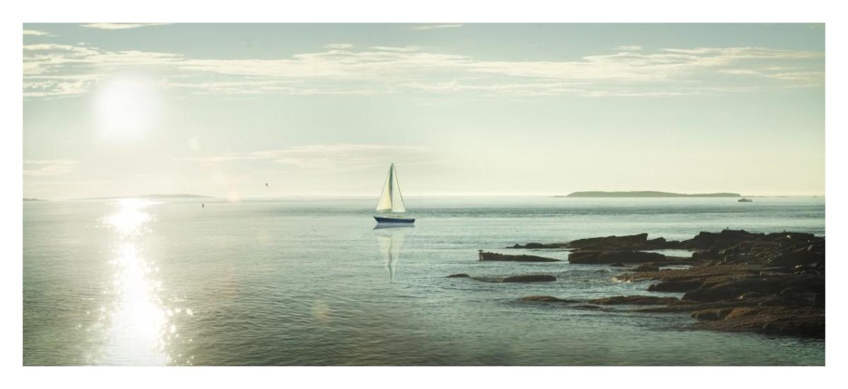 Evening Sail -Paper Art-38"x17.48"