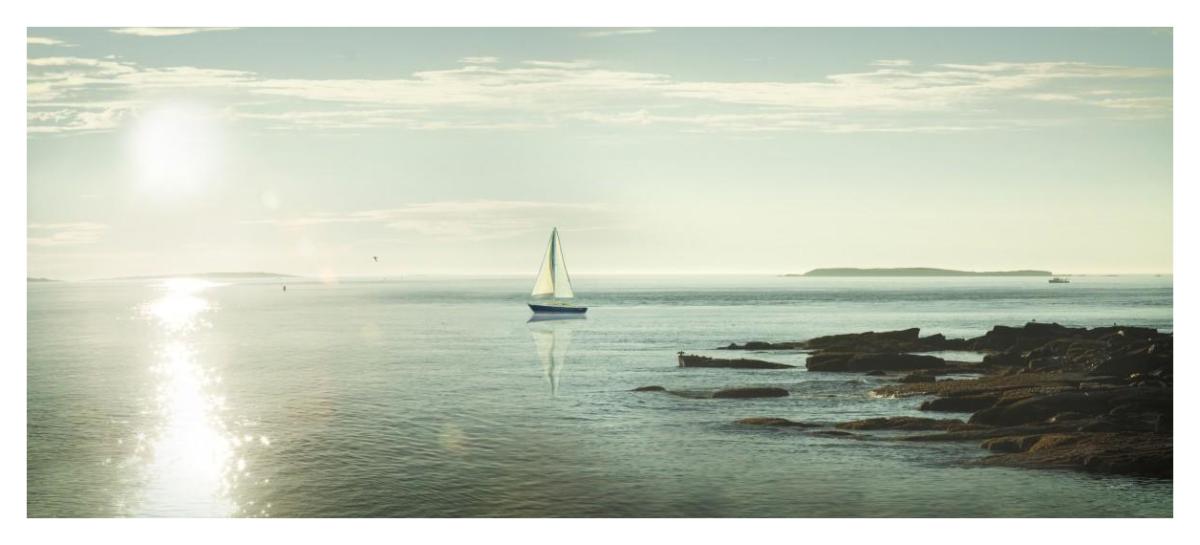 Evening Sail -Paper Art-46"x20.92"
