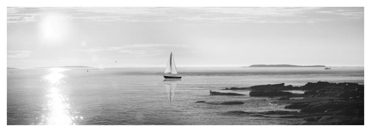 Evening Sail Black and White -Paper Art-56"x20"