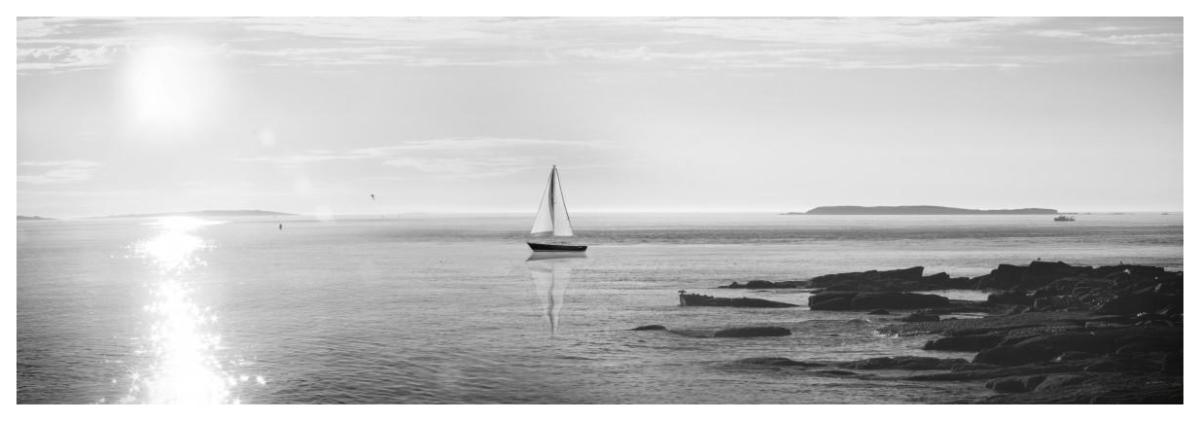 Evening Sail Black and White -Paper Art-74"x26"