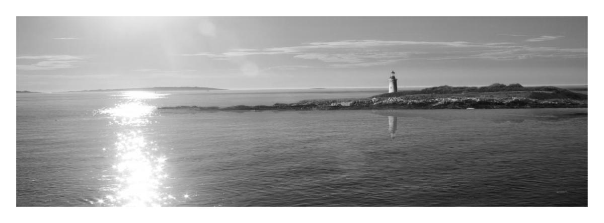 Lighthouse Sound Black and White -Paper Art-38"x14"