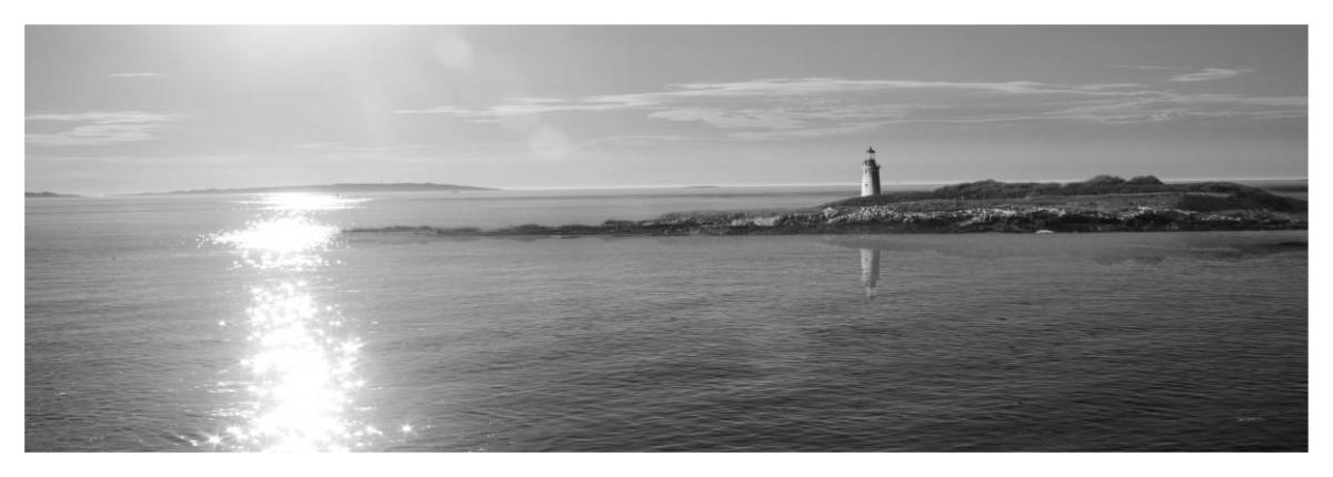 Lighthouse Sound Black and White -Paper Art-56"x20"