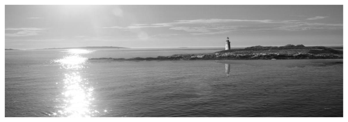 Lighthouse Sound Black and White -Paper Art-74"x26"