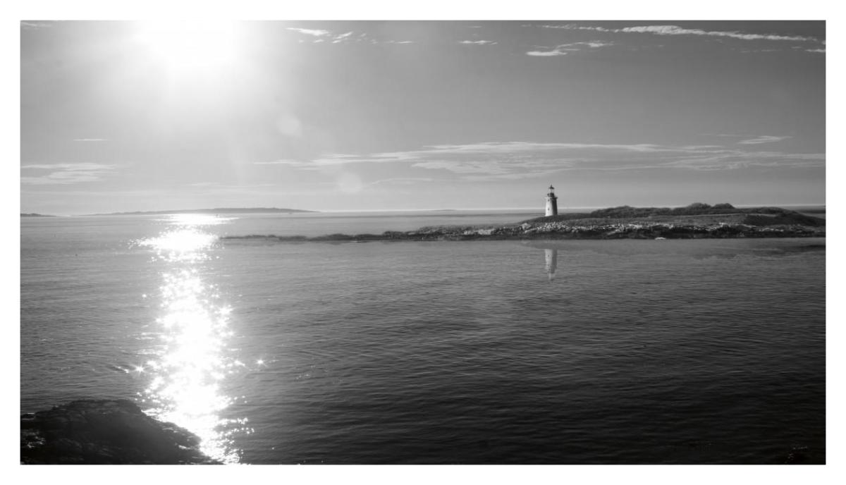 Lighthouse Sound Black and White -Paper Art-42"x24"