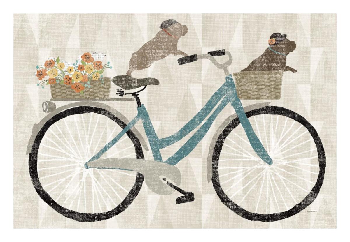 Frenchie Ride -Paper Art-26"x18"