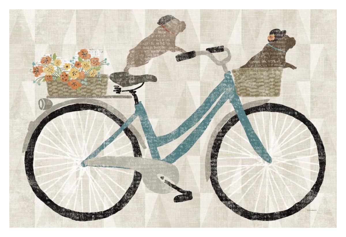 Frenchie Ride -Paper Art-38"x26"