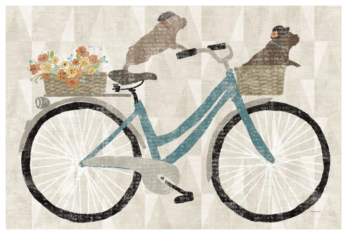Frenchie Ride -Paper Art-62"x42"