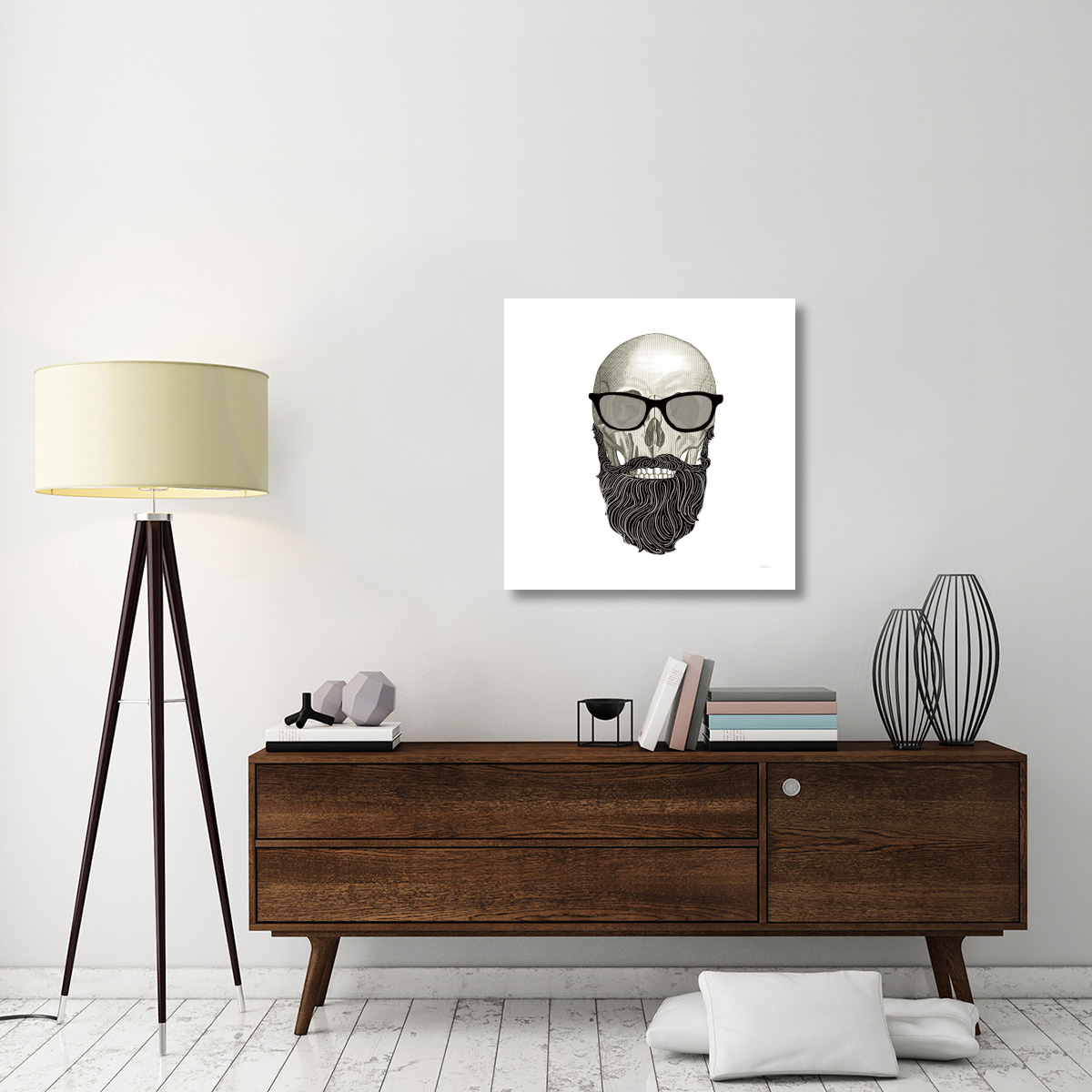 Hipster Skull I -Paper Art-32&quotx32"