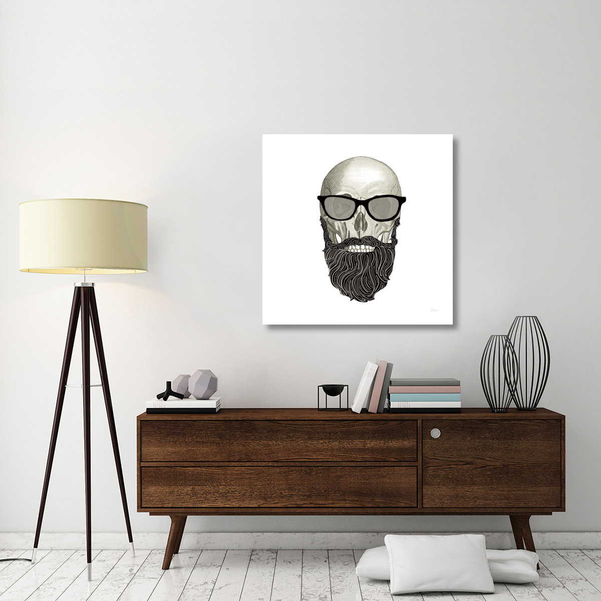 Hipster Skull I -Paper Art-38&quotx38"