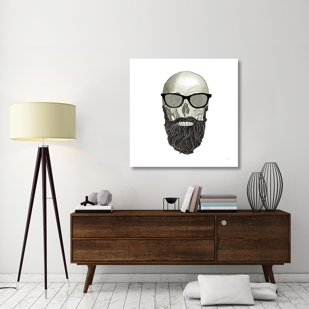 Hipster Skull I -Paper Art-42&quotx42"