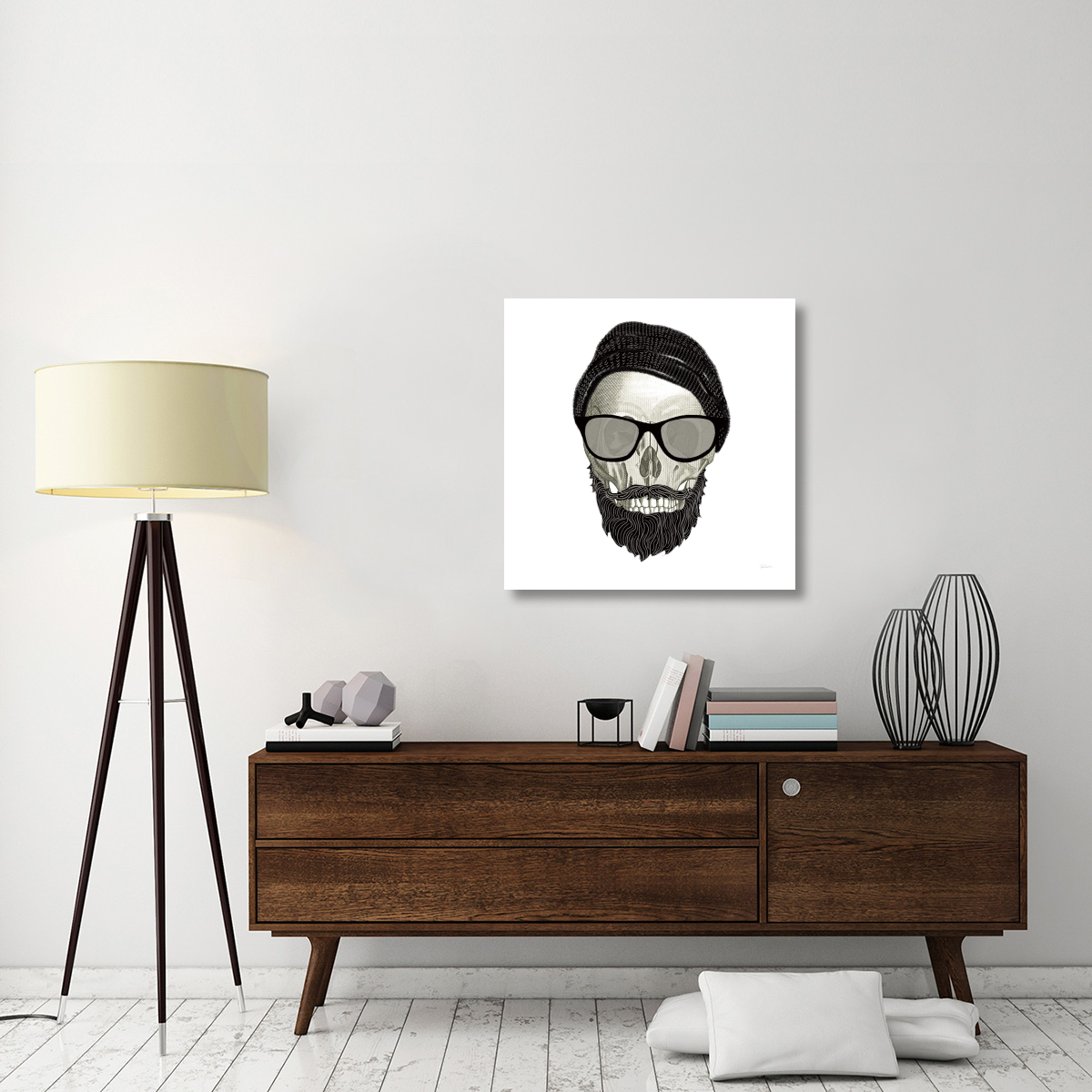 Hipster Skull II -Paper Art-32&quotx32"