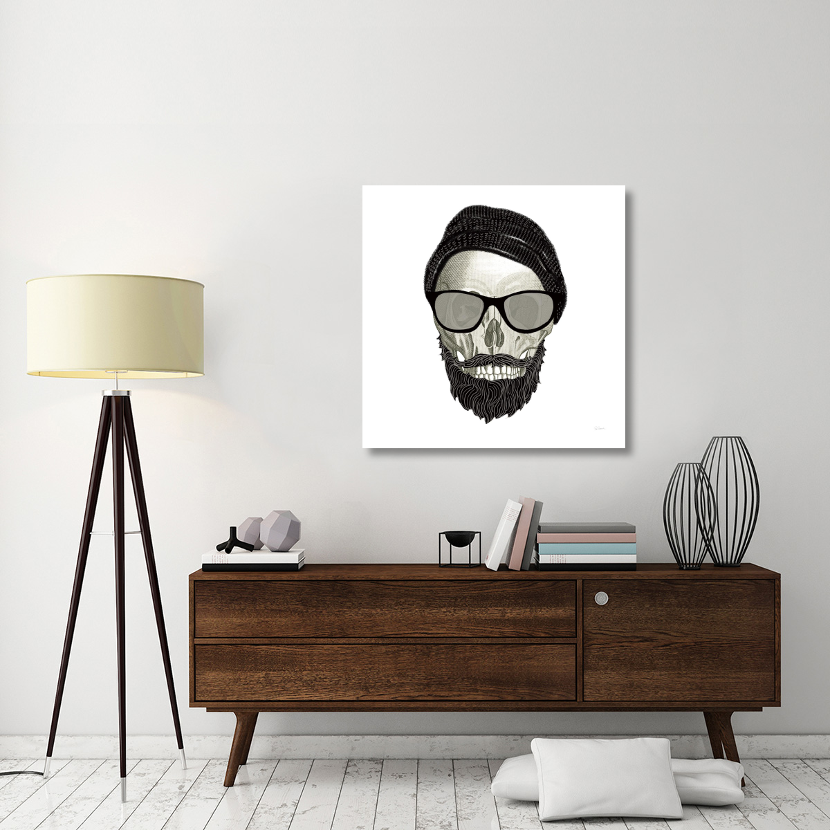 Hipster Skull II -Paper Art-38&quotx38"