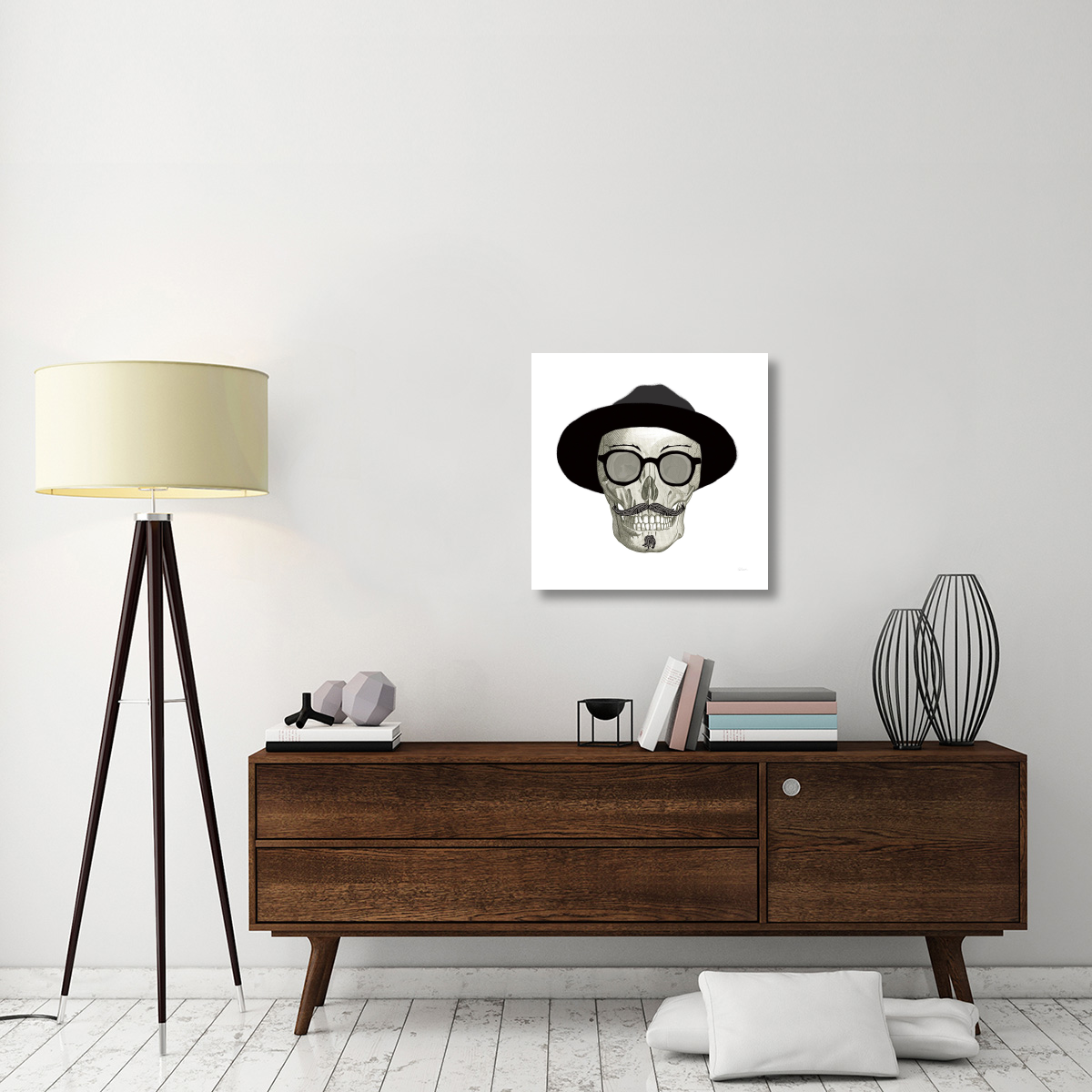 Hipster Skull III -Paper Art-26&quotx26"