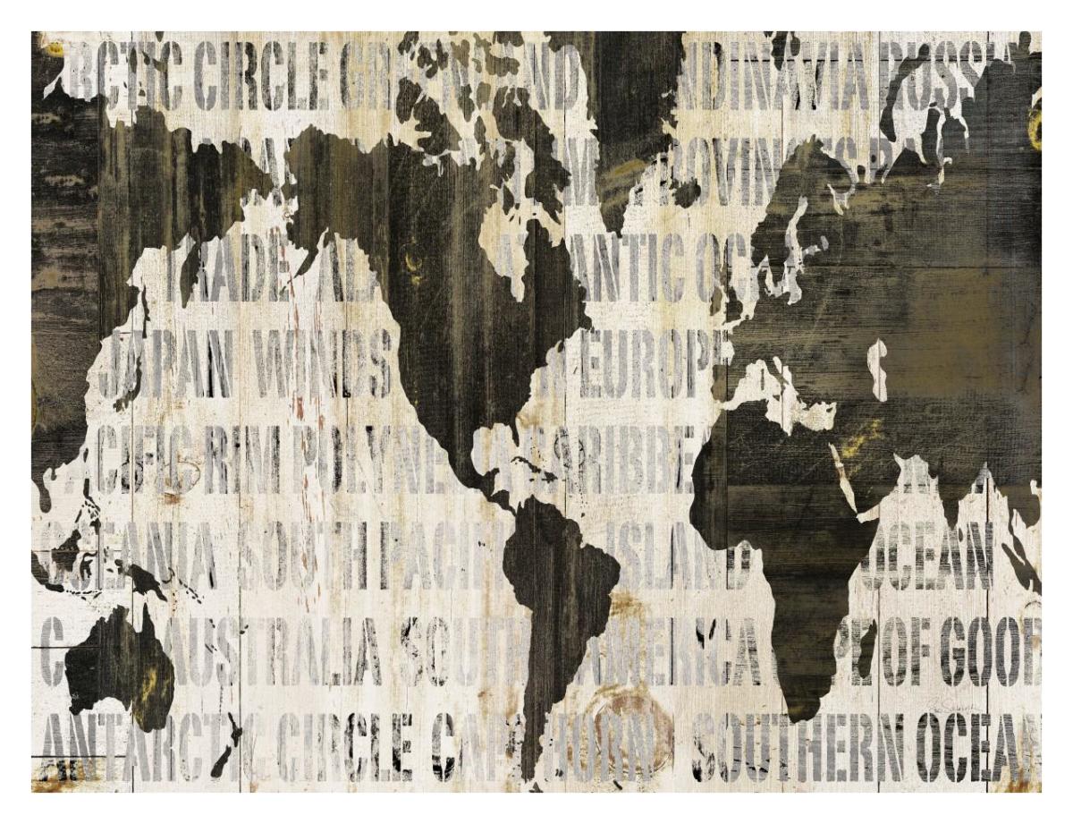 Crate World Map Neutral v2 -Paper Art-18"x14"