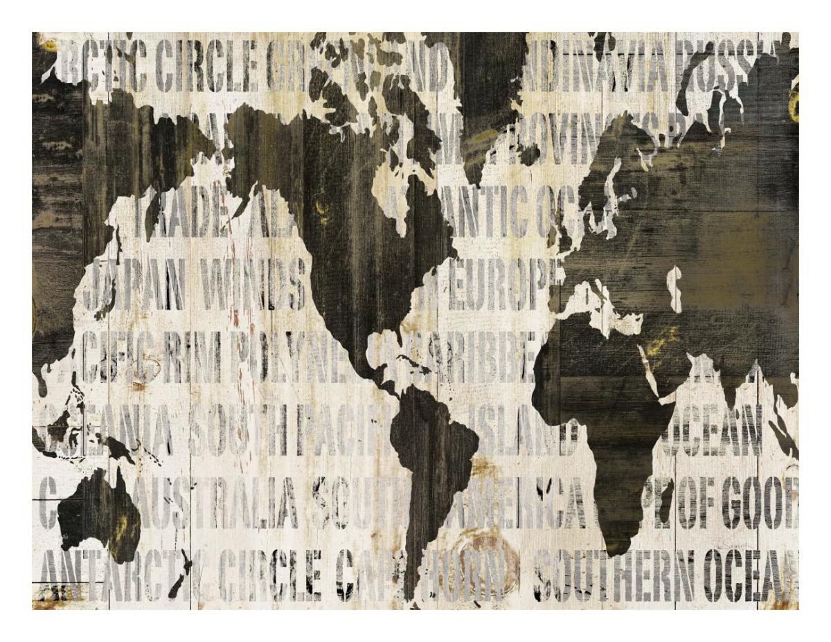 Crate World Map Neutral v2 -Paper Art-26"x20"