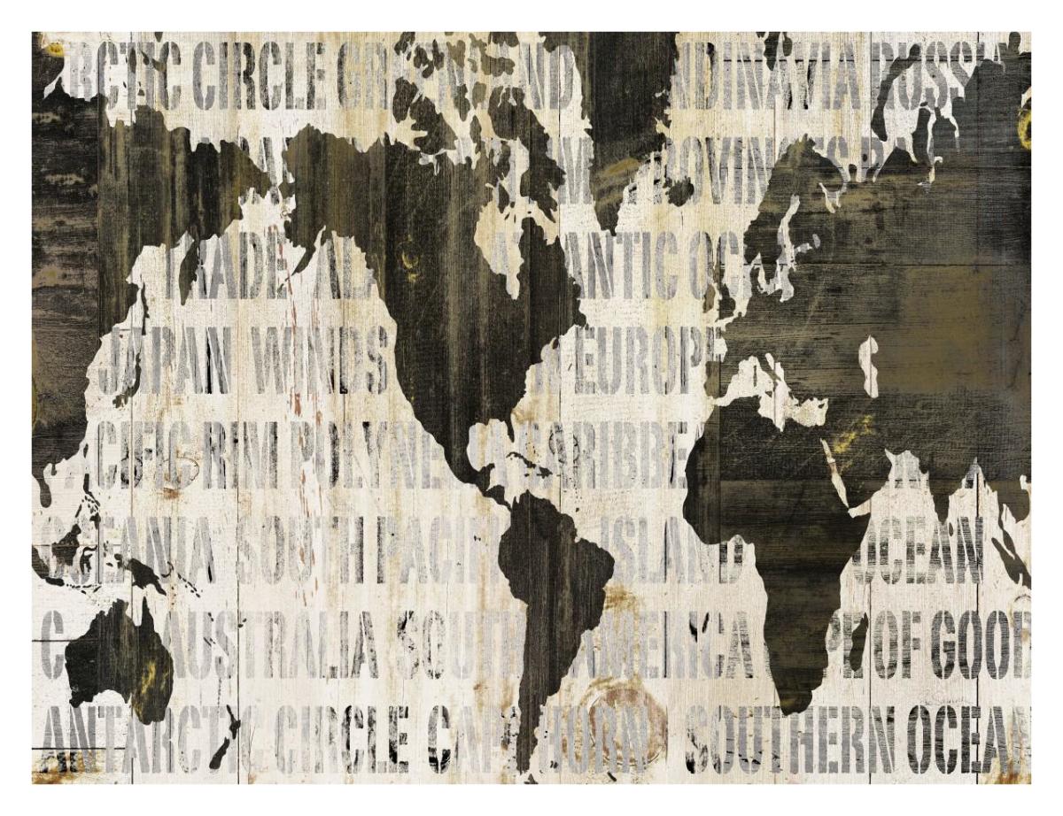 Crate World Map Neutral v2 -Paper Art-34"x26"