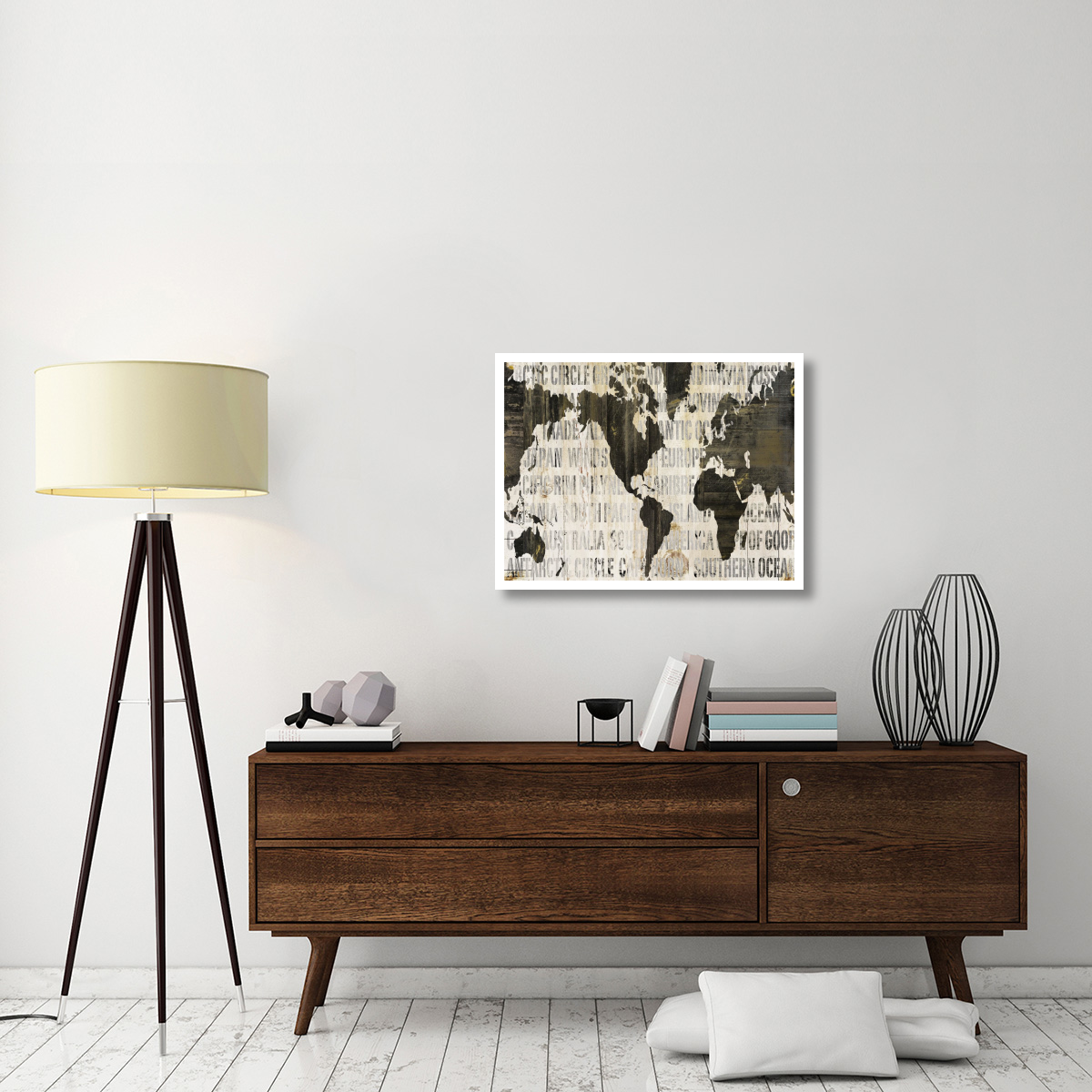 Crate World Map Neutral v2 -Paper Art-34&quotx26"