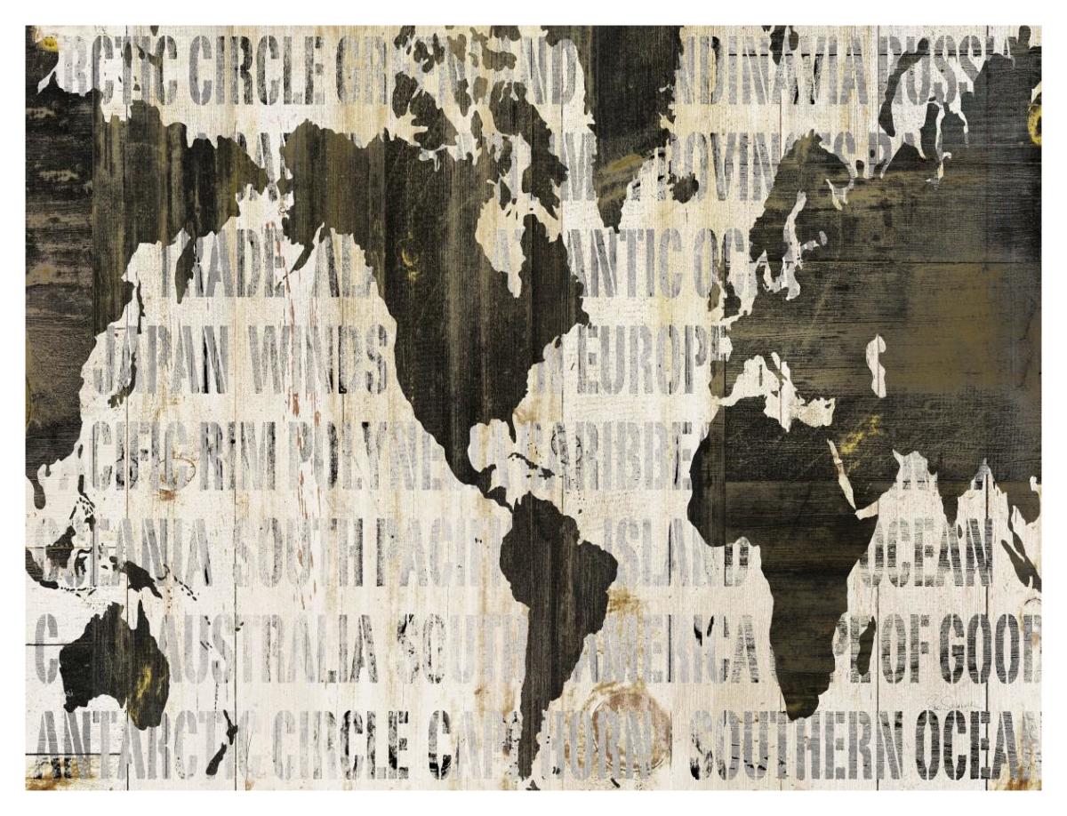 Crate World Map Neutral v2 -Paper Art-42"x32"