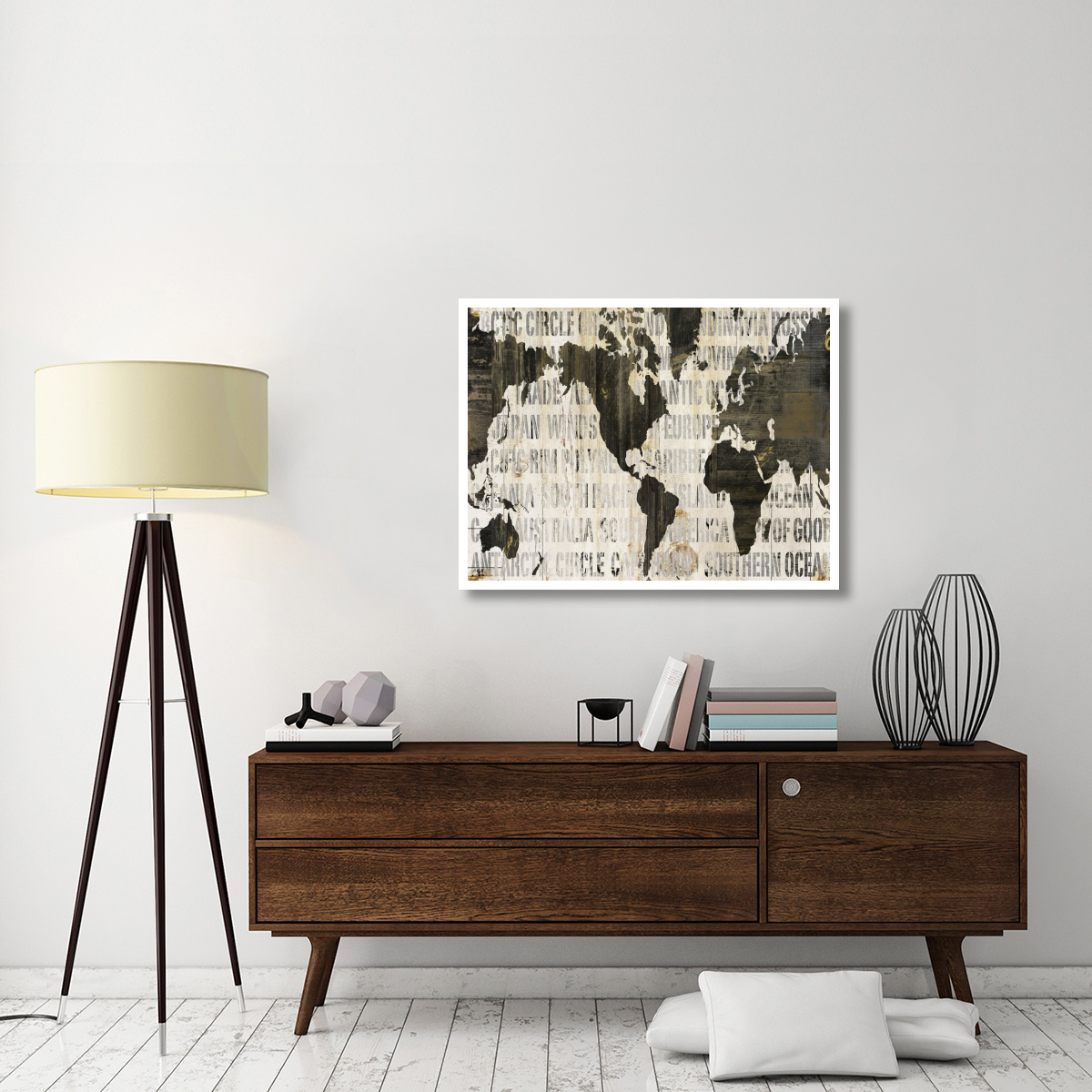 Crate World Map Neutral v2 -Paper Art-42&quotx32"