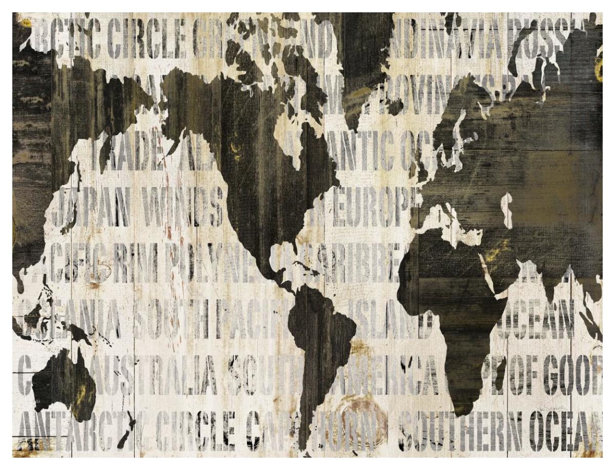 Crate World Map Neutral v2 -Paper Art-50"x38"