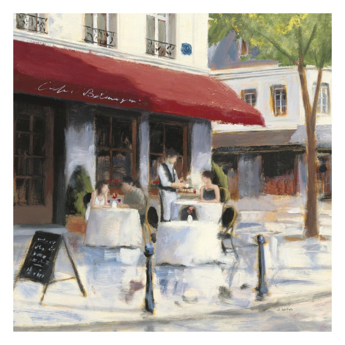 Relaxing at the Cafe I -Paper Art-26"x26"