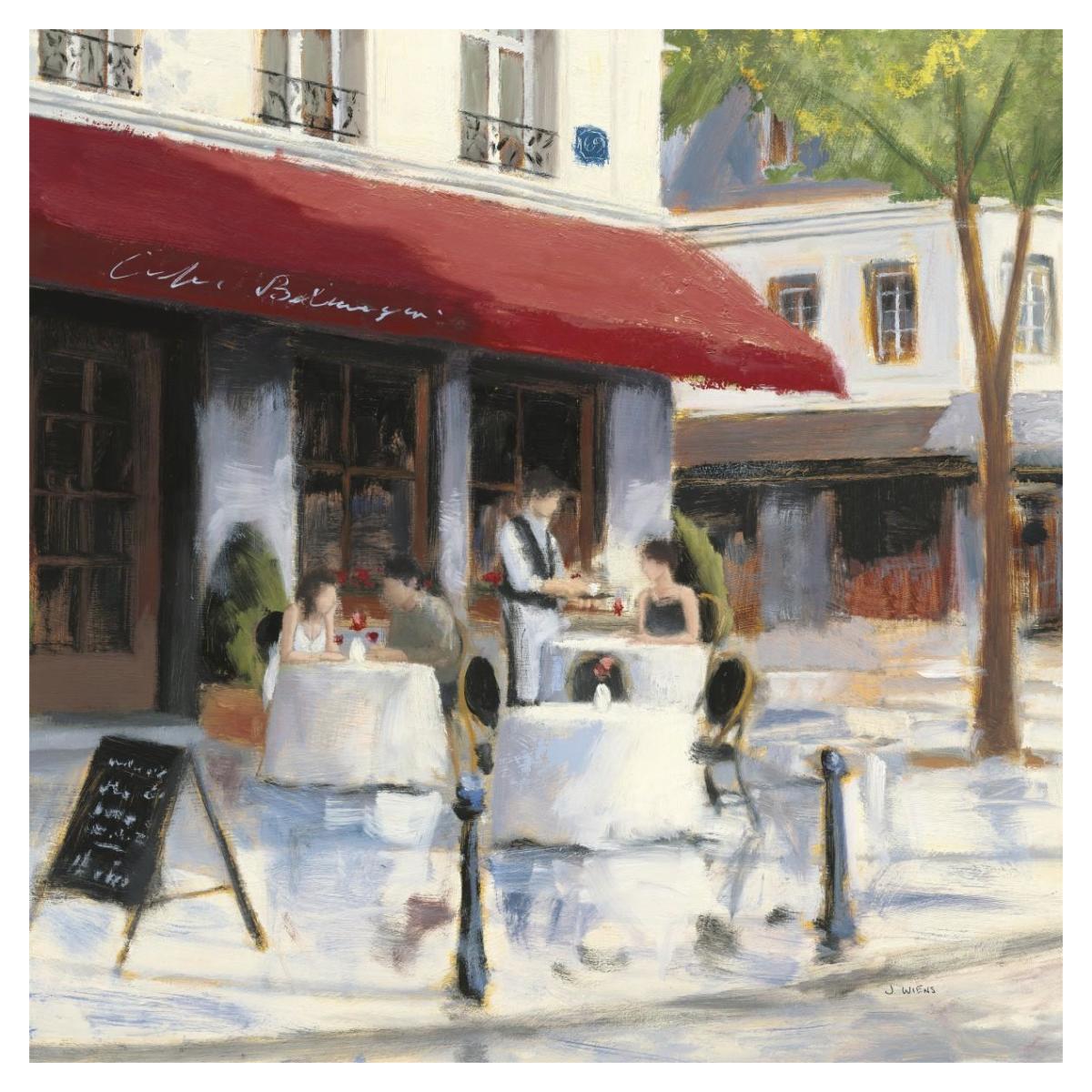 Relaxing at the Cafe I -Paper Art-38"x38"