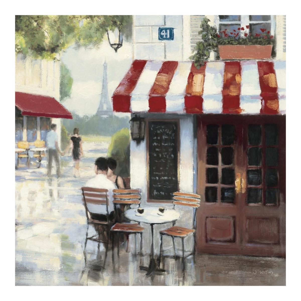 Relaxing at the Cafe II -Paper Art-20"x20"