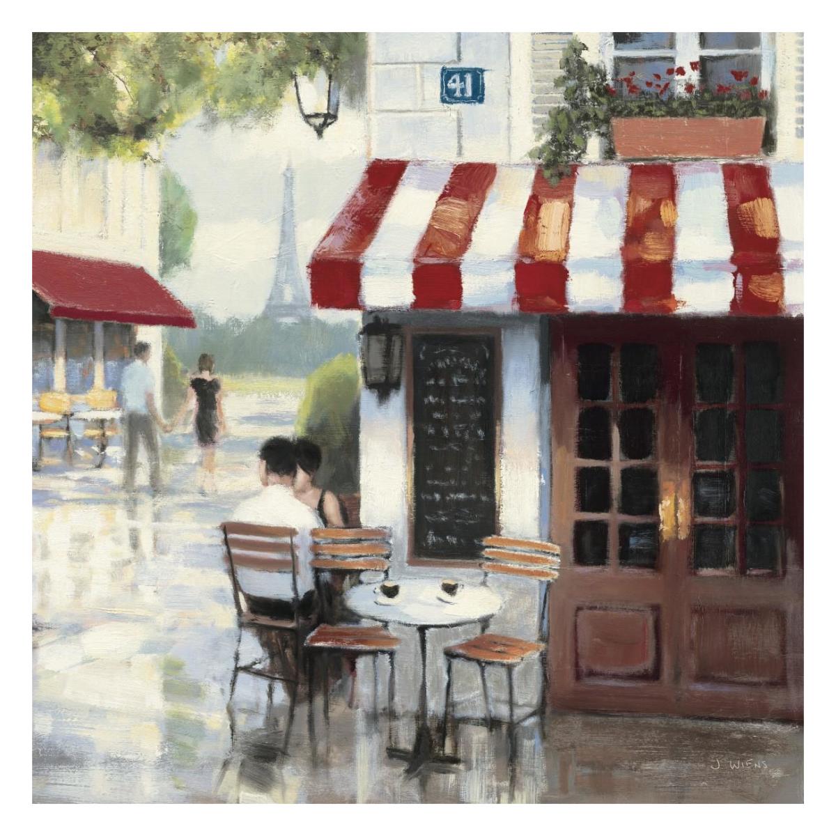 Relaxing at the Cafe II -Paper Art-26"x26"