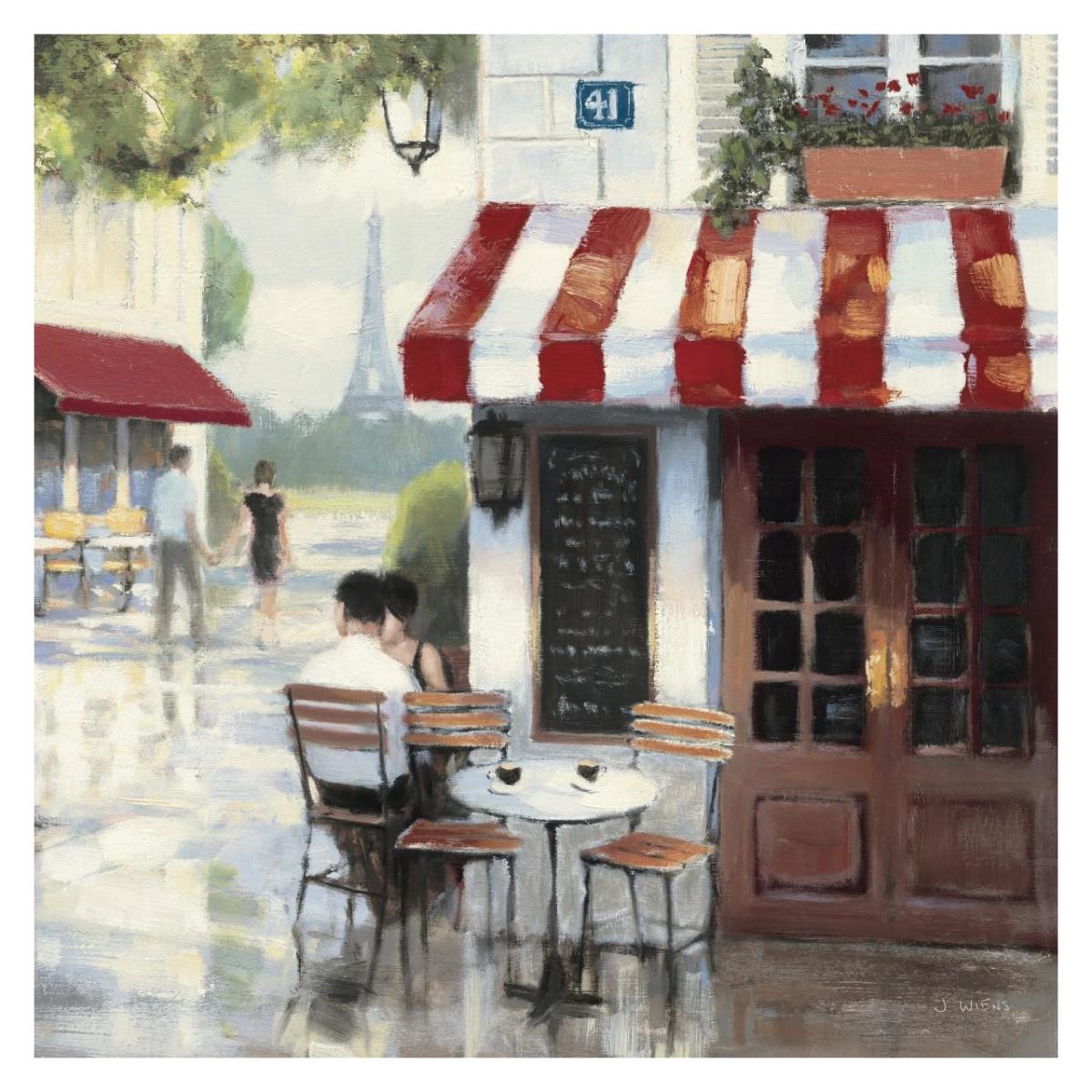 Relaxing at the Cafe II -Paper Art-32"x32"
