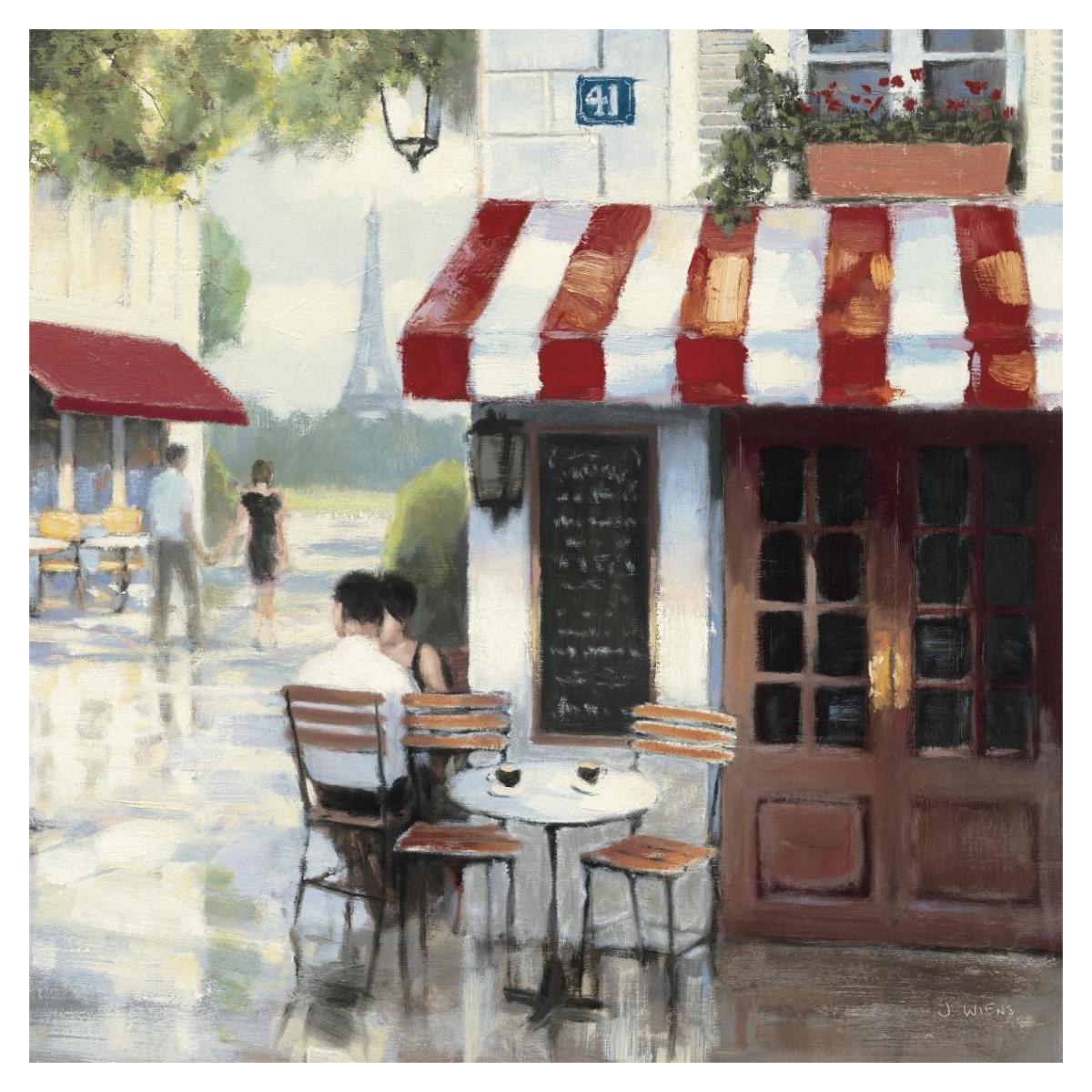 Relaxing at the Cafe II -Paper Art-38"x38"
