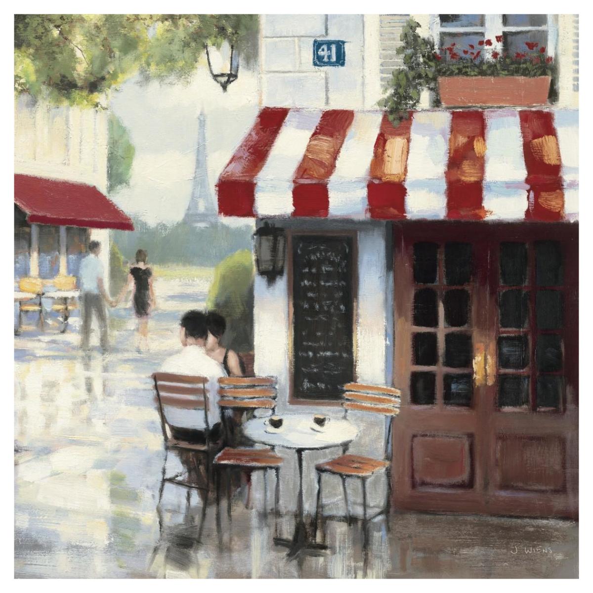 Relaxing at the Cafe II -Paper Art-42"x42"