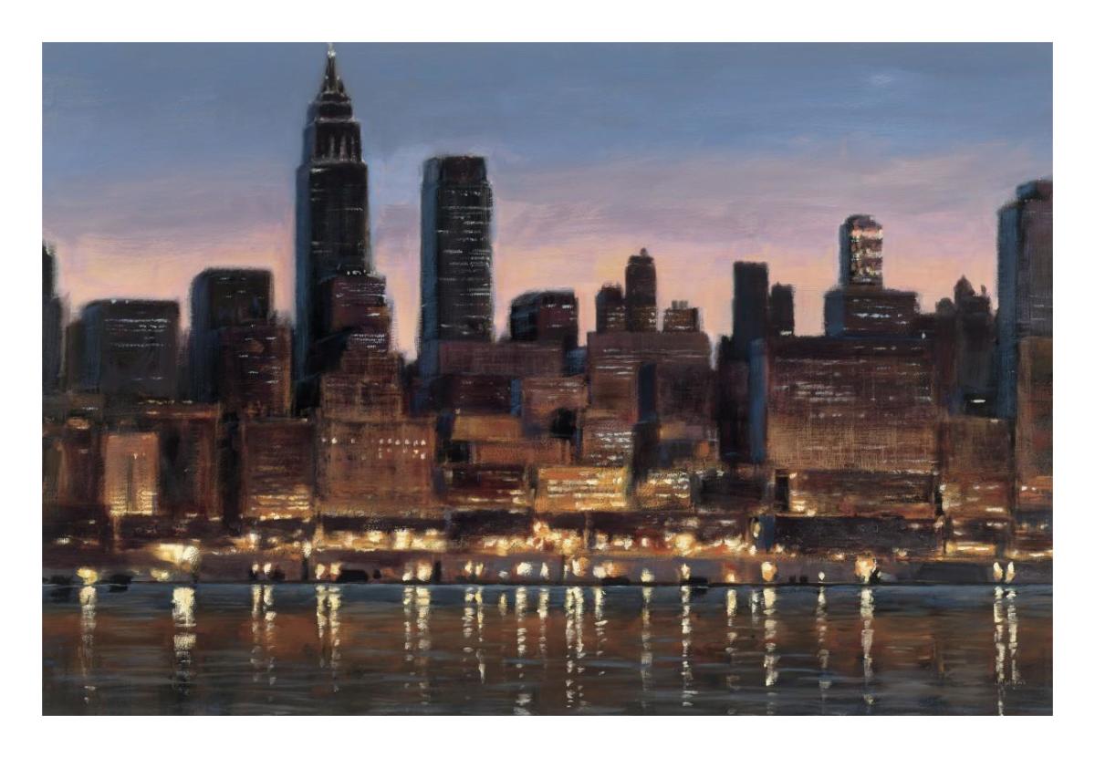 Manhattan Reflection -Paper Art-26"x18"