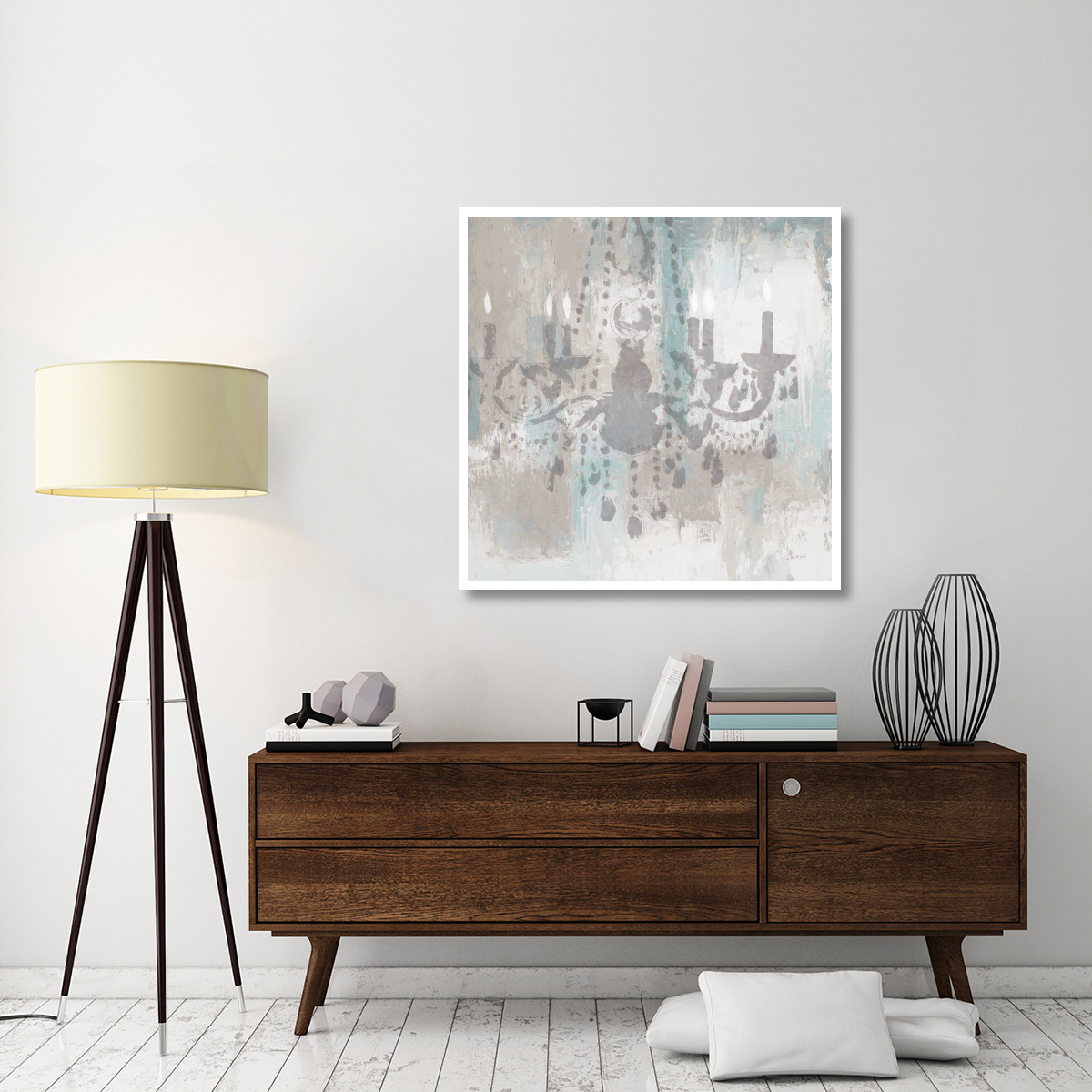 Candelabra Teal I -Paper Art-42&quotx42"