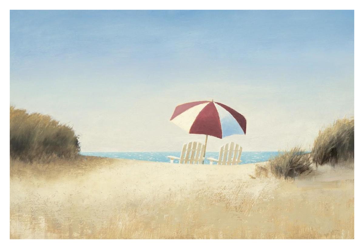Morning Beach I -Paper Art-38"x26"