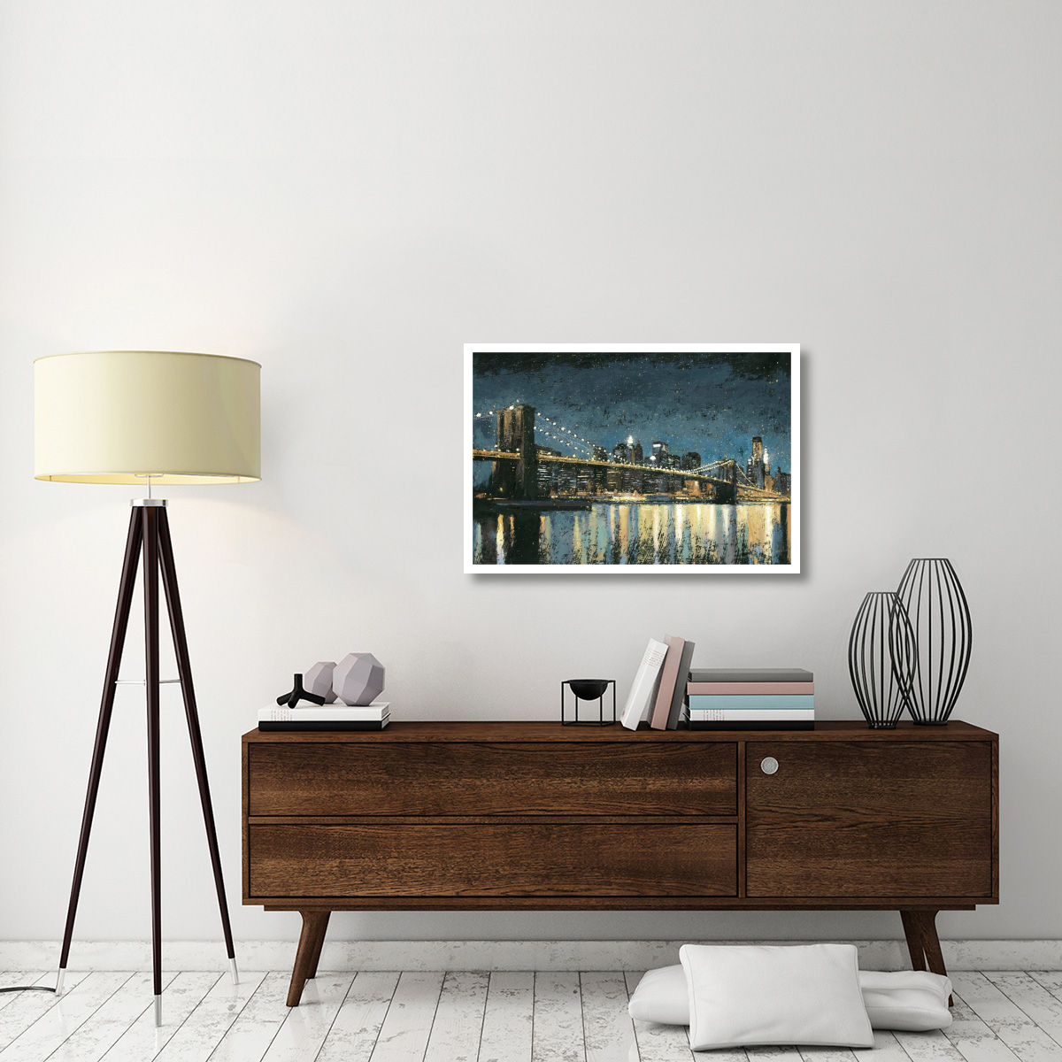 Bright City Lights Blue I -Paper Art-38&quotx26"