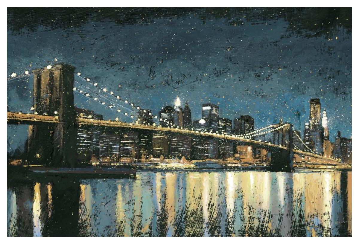 Bright City Lights Blue I -Paper Art-50"x34"