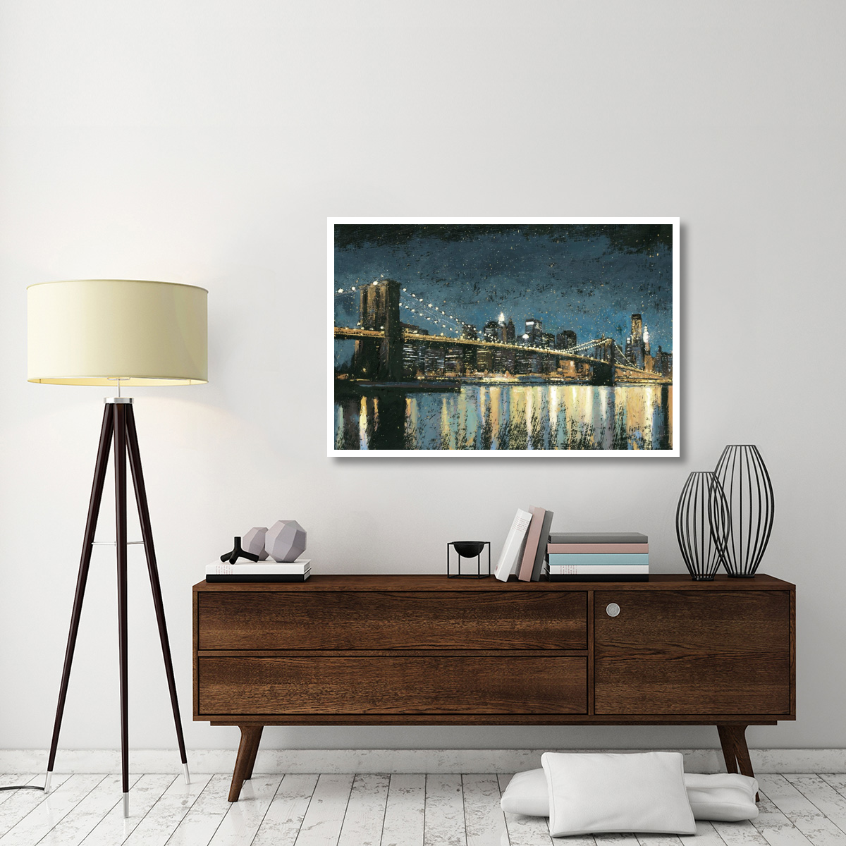 Bright City Lights Blue I -Paper Art-50&quotx34"