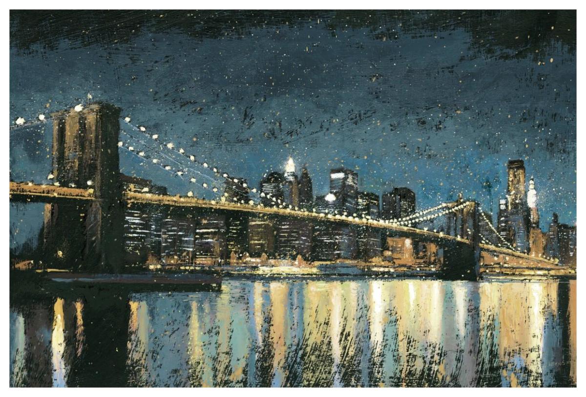 Bright City Lights Blue I -Paper Art-62"x42"