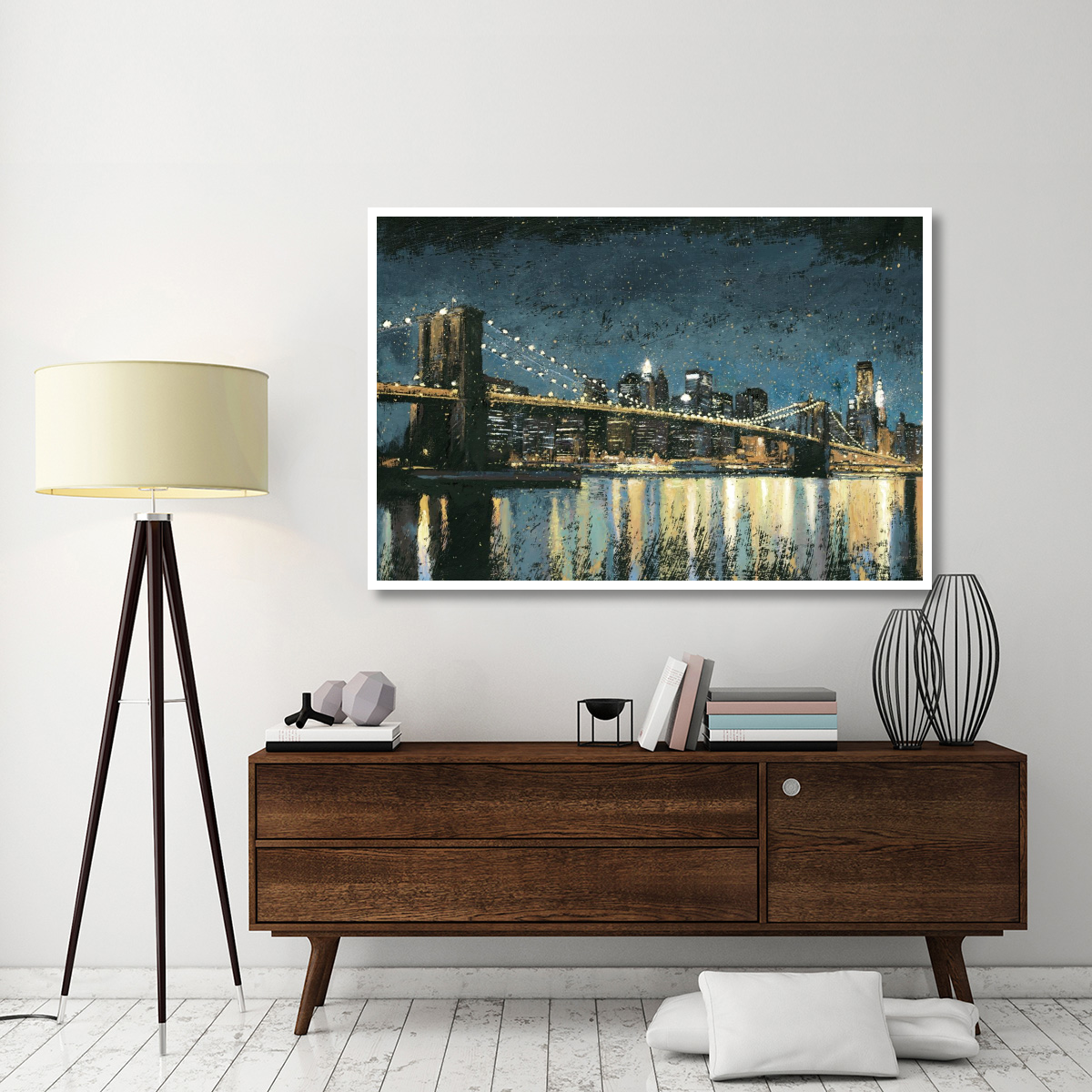 Bright City Lights Blue I -Paper Art-62&quotx42"