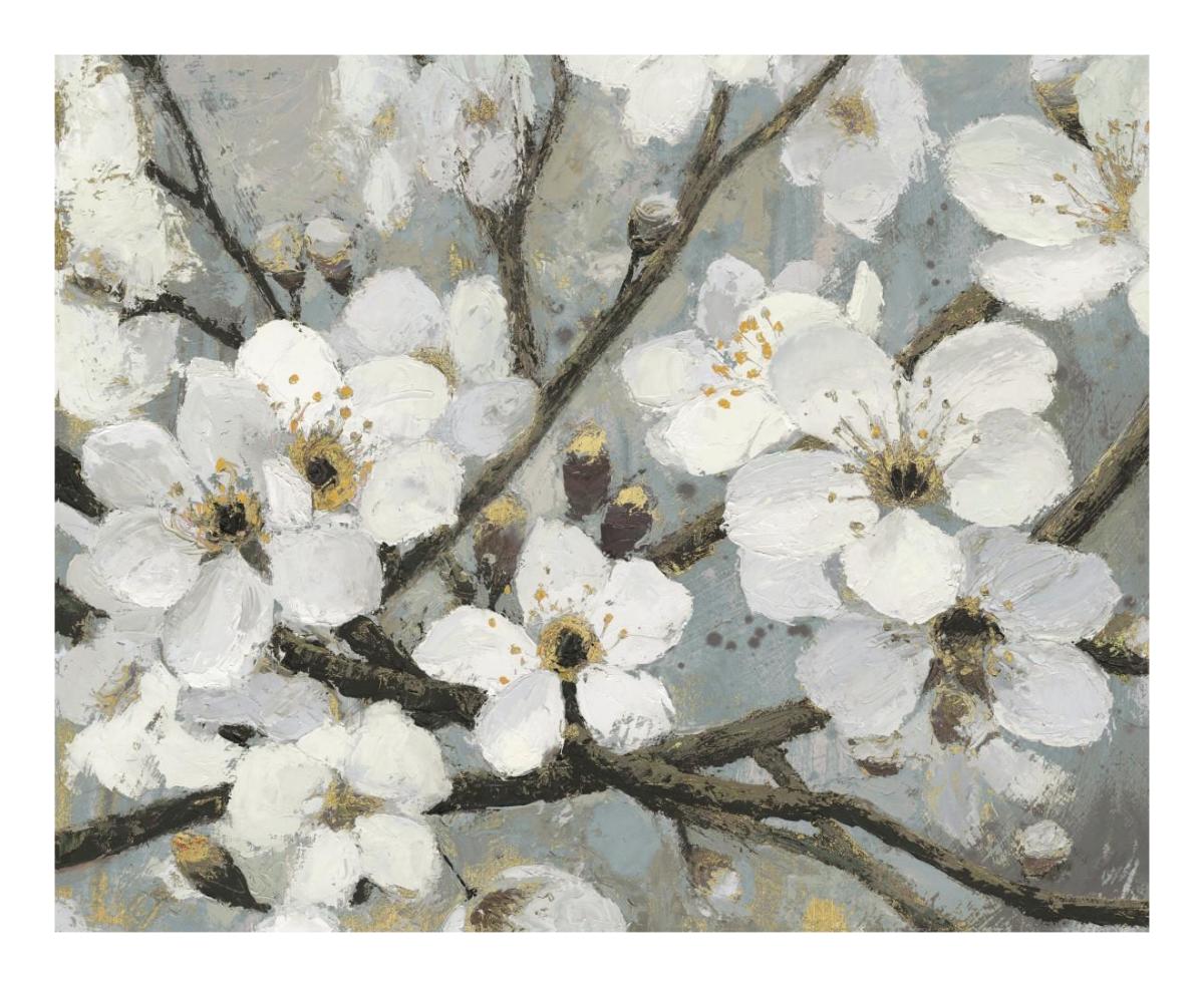 Cherry Blossoms I Blue -Paper Art-22"x18"