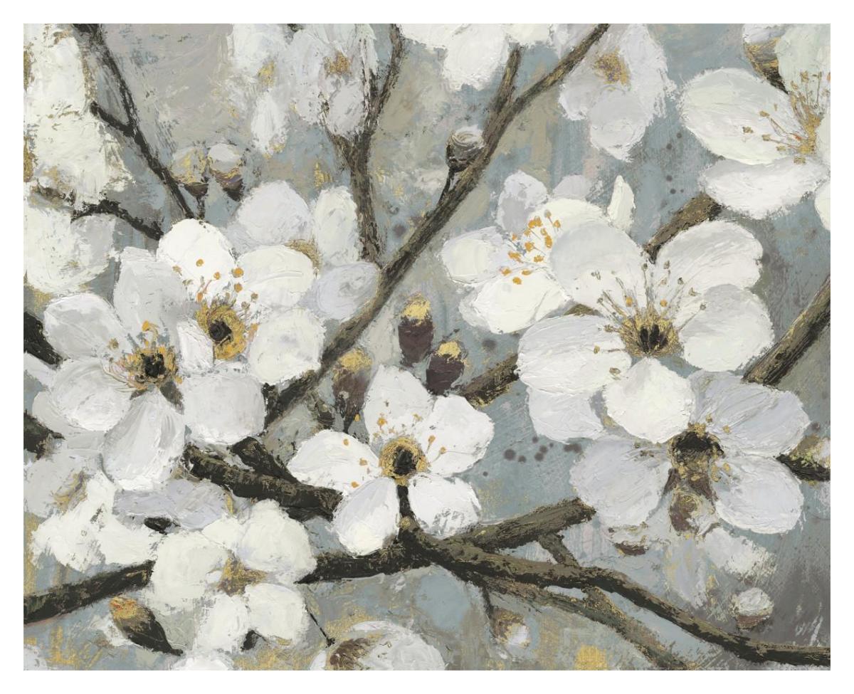 Cherry Blossoms I Blue -Paper Art-37"x30"