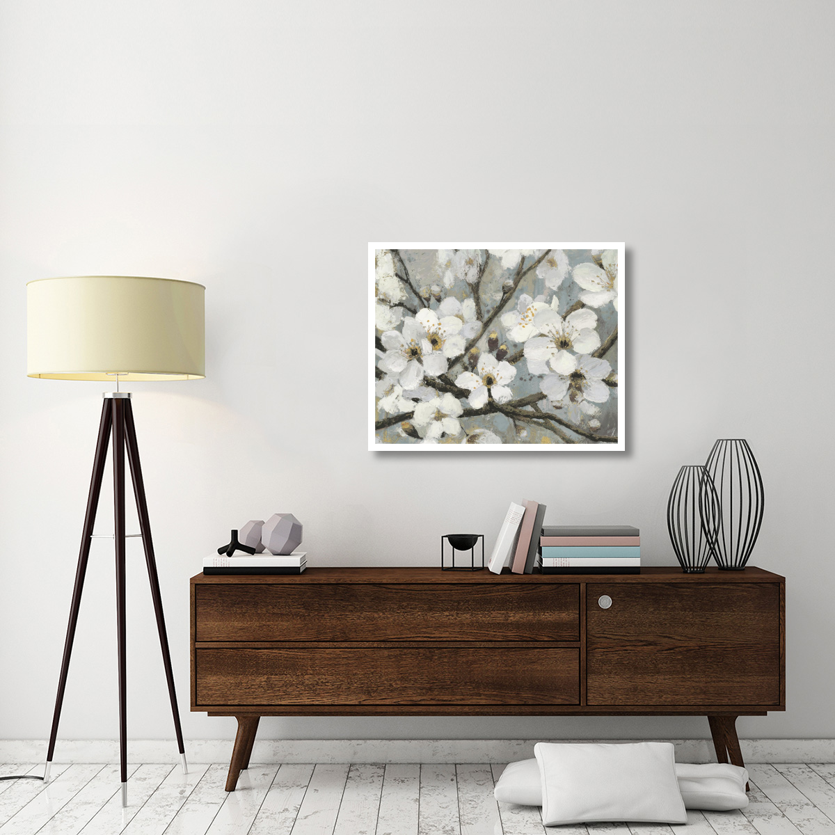 Cherry Blossoms I Blue -Paper Art-37&quotx30"
