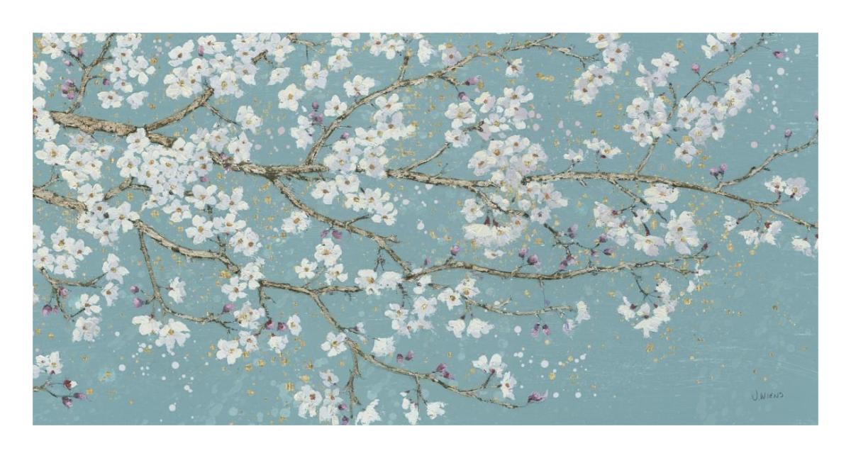April Breeze I Teal -Paper Art-26"x14"