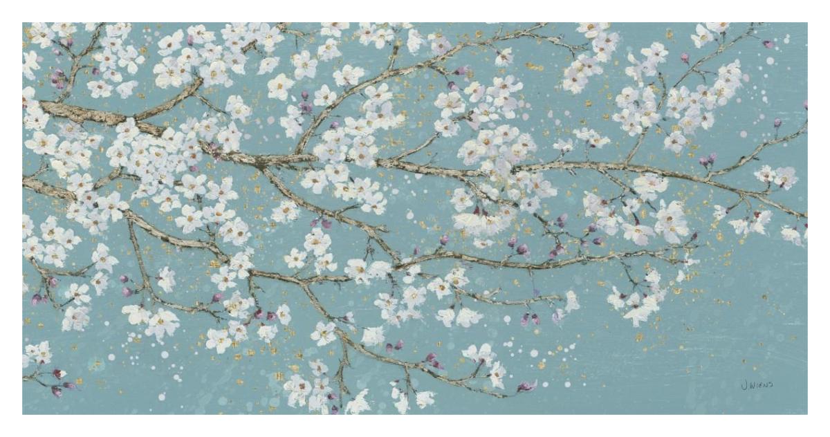 April Breeze I Teal -Paper Art-38"x20"