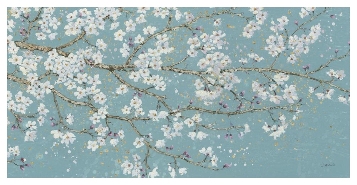 April Breeze I Teal -Paper Art-50"x26"