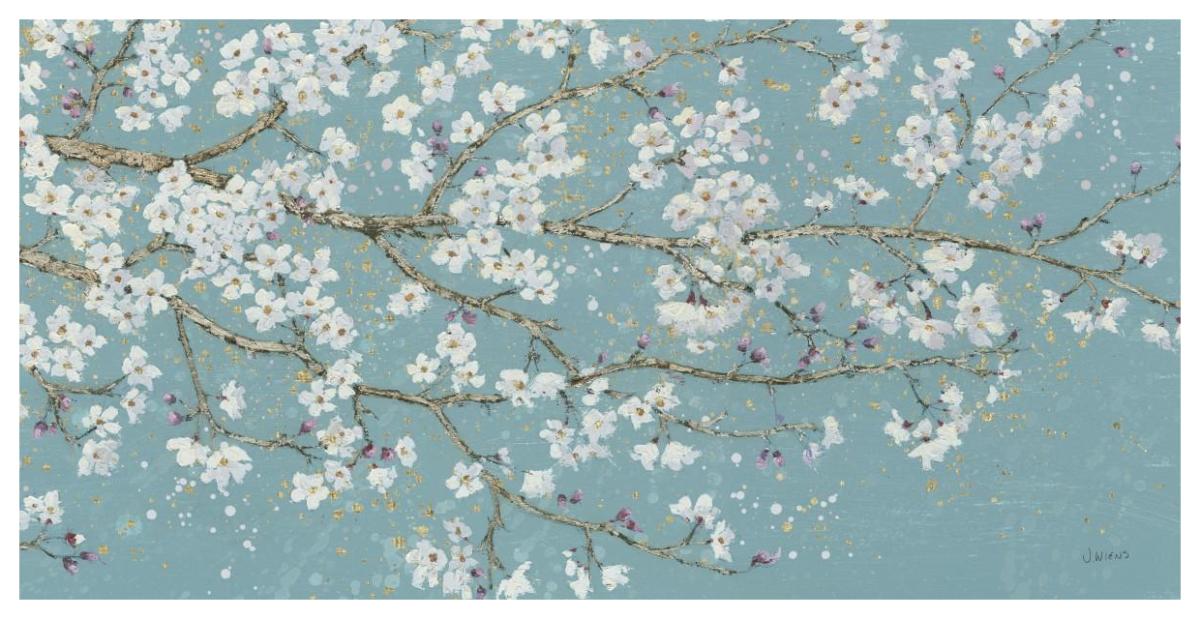 April Breeze I Teal -Paper Art-62"x32"
