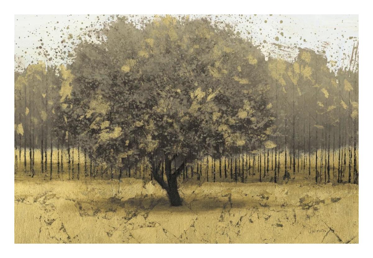 Golden Trees I Taupe -Paper Art-26"x18"