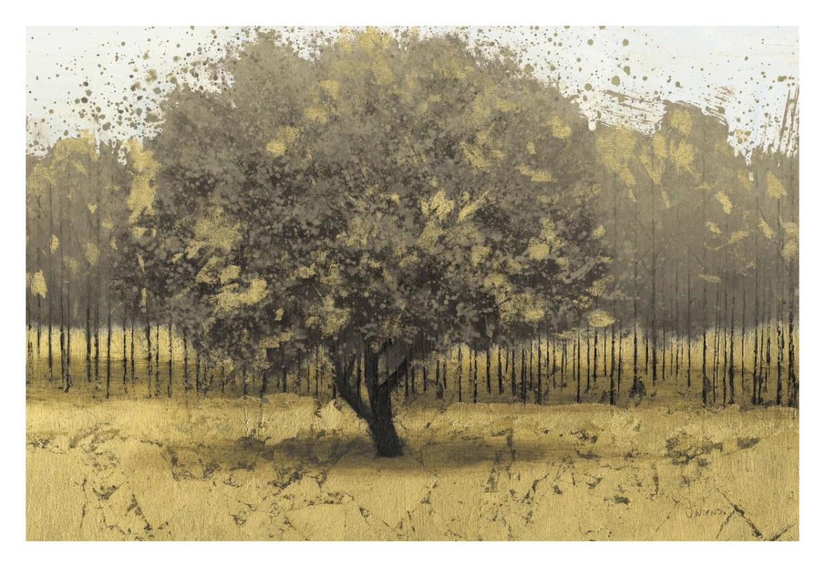 Golden Trees I Taupe -Paper Art-32"x22"