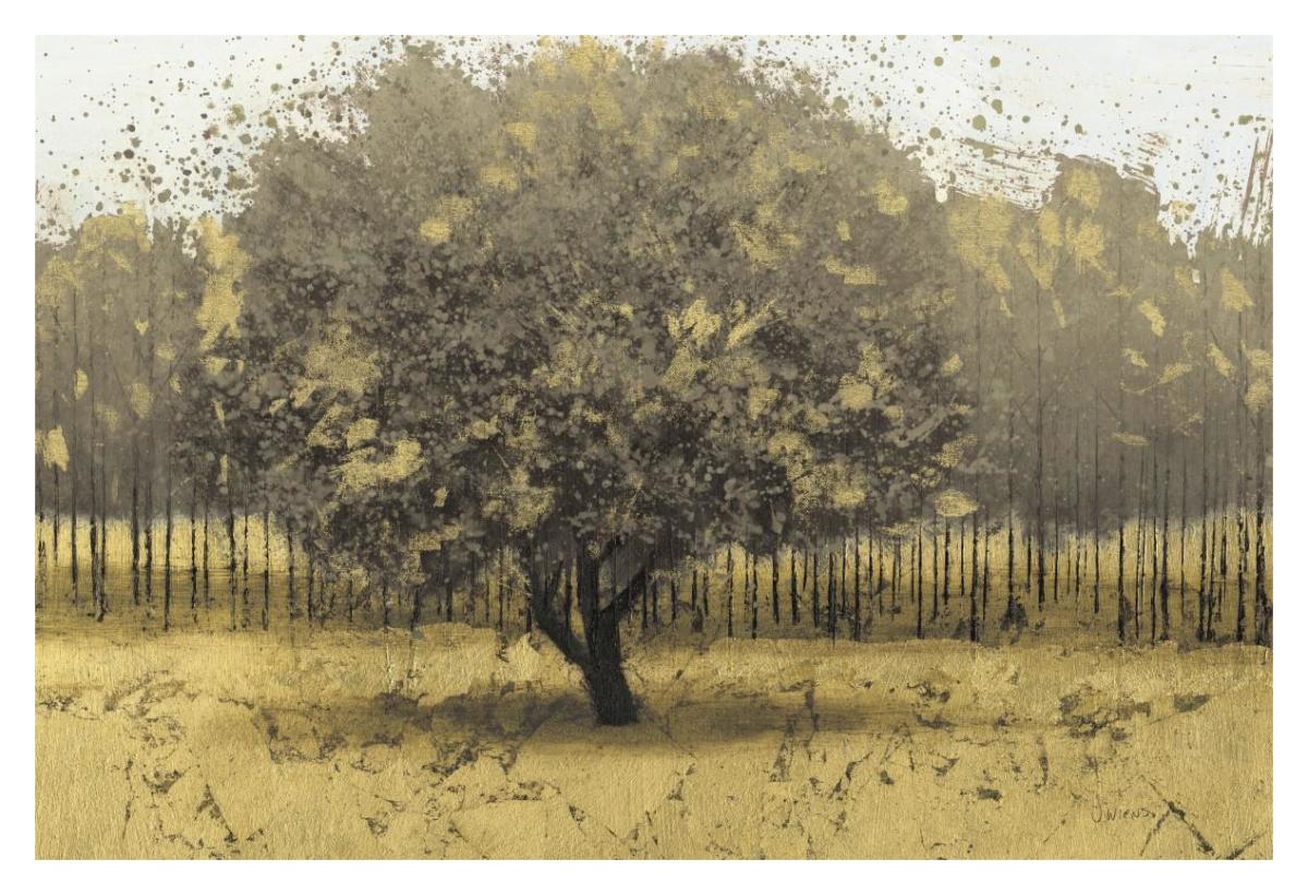 Golden Trees I Taupe -Paper Art-38"x26"